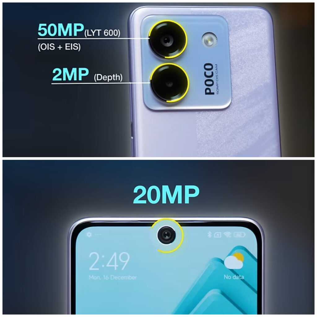 Real and front-cameras poco m7pro 5G